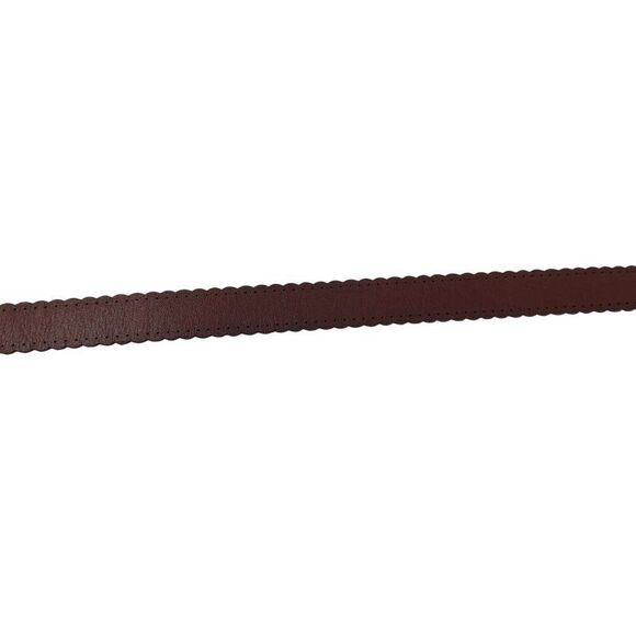 Vintage Fossil Womens Brown Leather Belt L Scalloped Perforated Brass Buckle - Picture 13 of 15